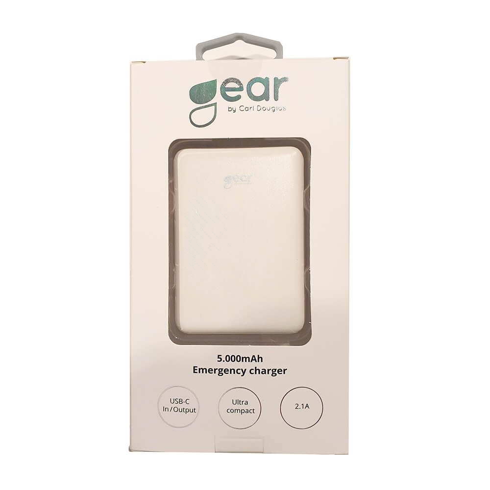 Gear GEAR 5000 mAh Powerbank Ultracompact Vit - Teknikhallen.se