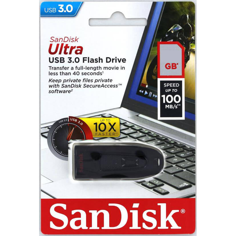 SanDisk SanDisk USB-minne 3.0 Ultra 256 GB 100MB/s - Teknikhallen.se