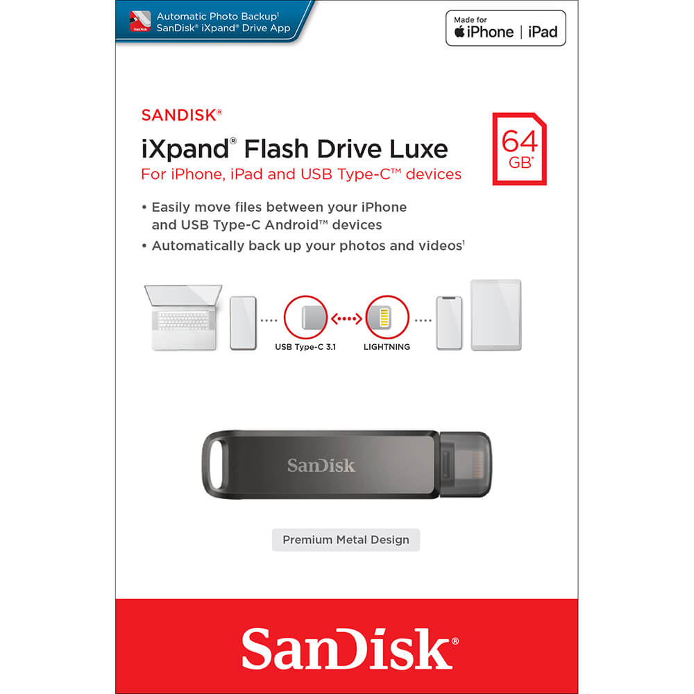SanDisk SanDisk USB-C/Lightning iXpand Luxe 64GB - Teknikhallen.se