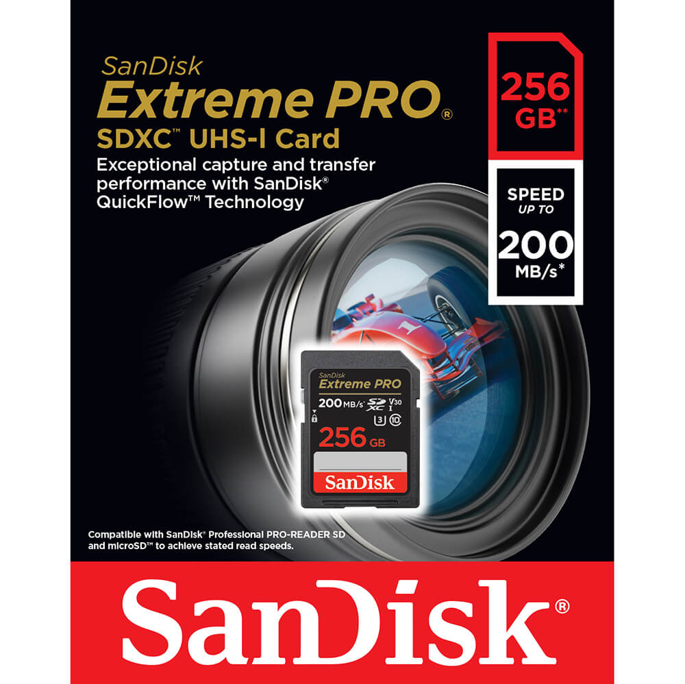 SanDisk SanDisk SDXC Extreme Pro 256 GB 200MB/s Minneskort - Teknikhallen.se