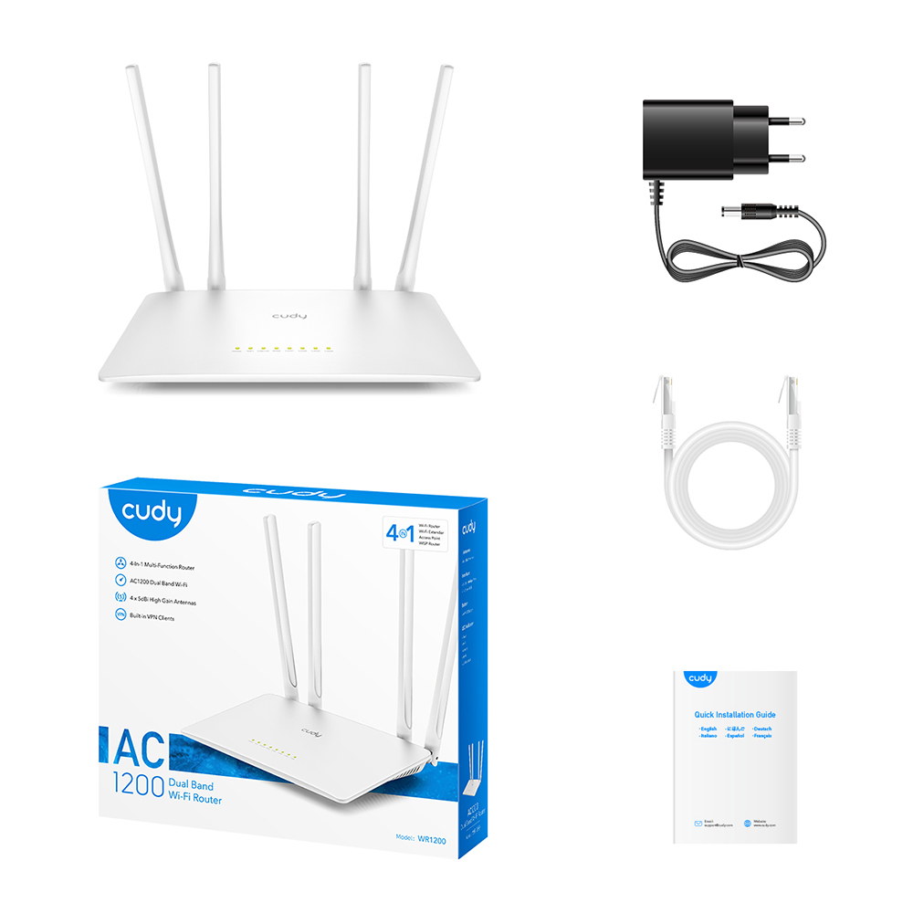 Cudy Cudy Wi-Fi Router WR1200 AC1200 Vit - Teknikhallen.se
