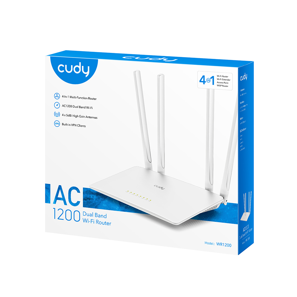 Cudy Cudy Wi-Fi Router WR1200 AC1200 Vit - Teknikhallen.se
