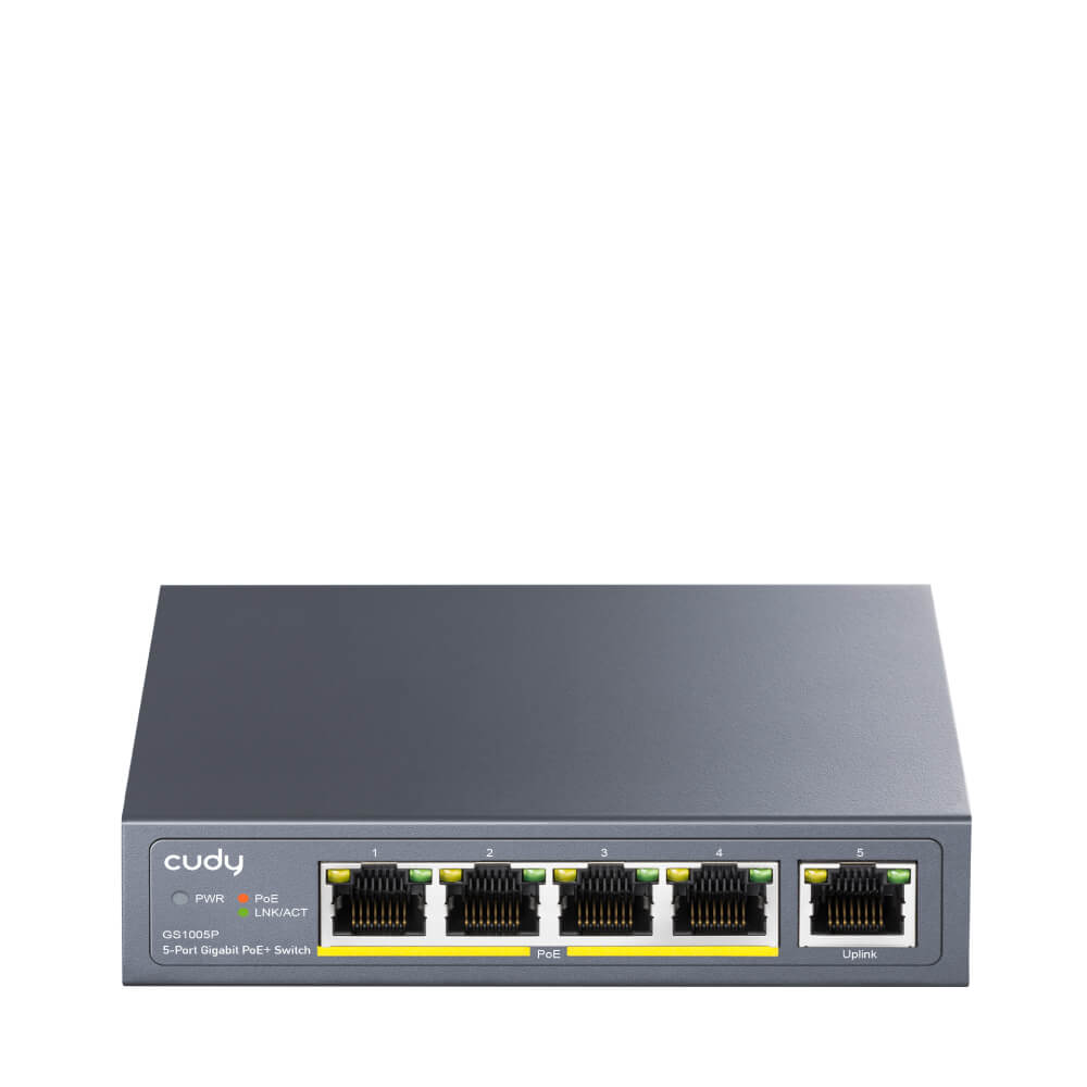 Cudy Cudy Switch GS1005P 5-port Gigabit PoE+ 60W Grå - Teknikhallen.se