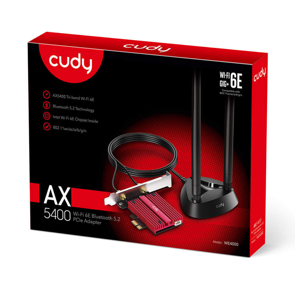 Cudy Cudy Adapter PCI-E WE4000 AX5400 WiFi 6E Magnetic Antennas - Teknikhallen.se
